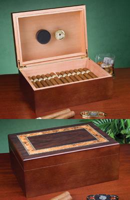 50 Ct. Burl Wood Humidor w/Inlay
