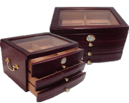 75 Ct   Glass Top Humidor w/ 3 drawers