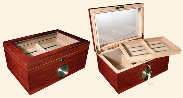 The Berkeley Humidor...100 Ct. Glasstop..Analog Hygrometer